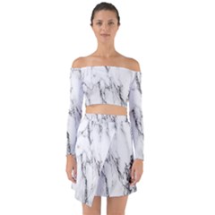 Marble Granite Pattern And Texture Off Shoulder Top With Skirt Set by Sudhe