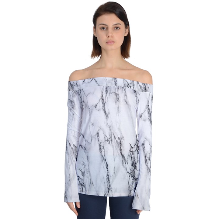 Marble Granite Pattern And Texture Off Shoulder Long Sleeve Top