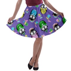 Easter-egg-owl-purple-swatch-01 A-line Skater Skirt