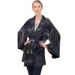 Vintage Camera Digital Velvet Kimono Robe