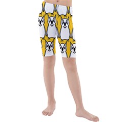 Yellow Owl Background Kids  Mid Length Swim Shorts by Sudhe