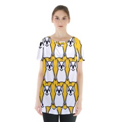 Yellow Owl Background Skirt Hem Sports Top by Sudhe