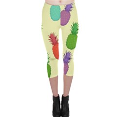 Colorful Pineapples Wallpaper Background Capri Leggings  by Sudhe