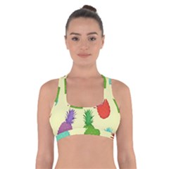 Colorful Pineapples Wallpaper Background Cross Back Sports Bra by Sudhe