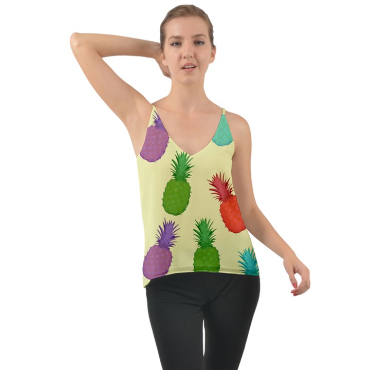 Colorful Pineapples Wallpaper Background Chiffon Cami