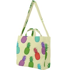 Colorful Pineapples Wallpaper Background Square Shoulder Tote Bag by Sudhe