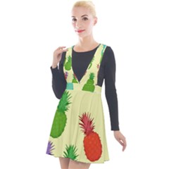 Colorful Pineapples Wallpaper Background Plunge Pinafore Velour Dress