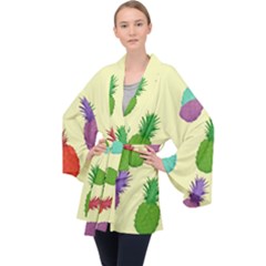 Colorful Pineapples Wallpaper Background Velvet Kimono Robe