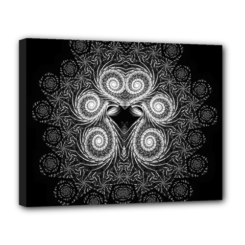 Fractal Filigree Lace Vintage Canvas 14  X 11  (stretched) by Sudhe