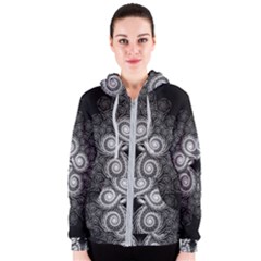 Fractal Filigree Lace Vintage Women s Zipper Hoodie by Sudhe