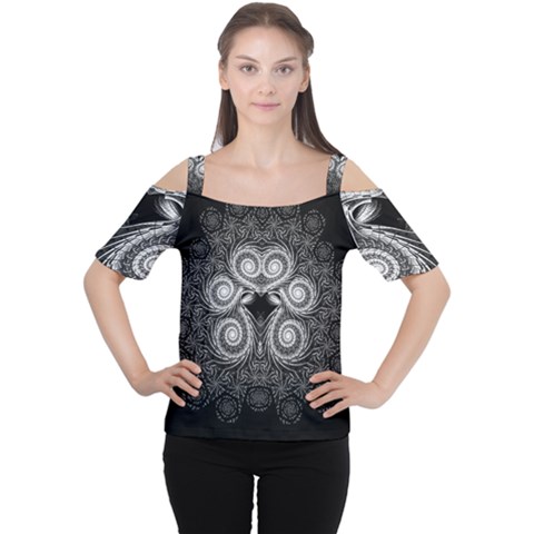 Fractal Filigree Lace Vintage Cutout Shoulder Tee by Sudhe