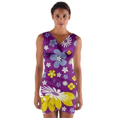 Floral Flowers Wrap Front Bodycon Dress by Sudhe