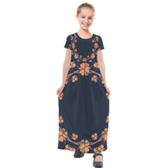 Floral Vintage Royal Frame Pattern Kids  Short Sleeve Maxi Dress by Sudhe