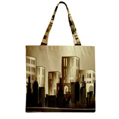 Architecture City House Zipper Grocery Tote Bag by Sudhe