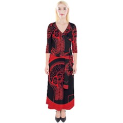 Artificial Intelligence Brain Think Quarter Sleeve Wrap Maxi Dress