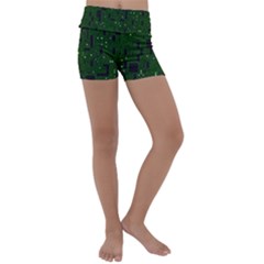 Board Conductors Circuits Kids  Lightweight Velour Yoga Shorts by Sudhe