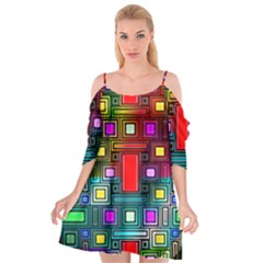 Art Rectangles Abstract Modern Art Cutout Spaghetti Strap Chiffon Dress