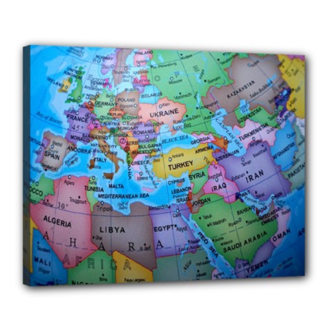 Globe World Map Maps Europe Canvas 20  X 16  (stretched) by Sudhe