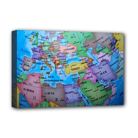 Globe World Map Maps Europe Deluxe Canvas 18  X 12  (stretched) by Sudhe