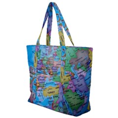 Globe World Map Maps Europe Zip Up Canvas Bag by Sudhe