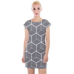 Cube Pattern Cube Seamless Repeat Cap Sleeve Bodycon Dress