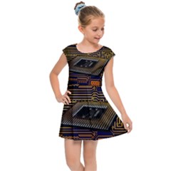 Processor Cpu Board Circuits Kids  Cap Sleeve Dress