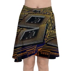 Processor Cpu Board Circuits Chiffon Wrap Front Skirt by Sudhe