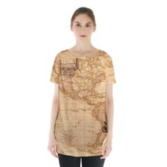 Map Discovery America Ship Train Skirt Hem Sports Top by Sudhe