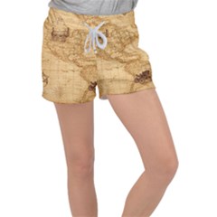 Map Discovery America Ship Train Women s Velour Lounge Shorts by Sudhe