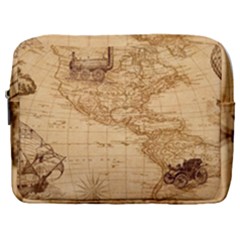 Map Discovery America Ship Train Make Up Pouch (large) by Sudhe