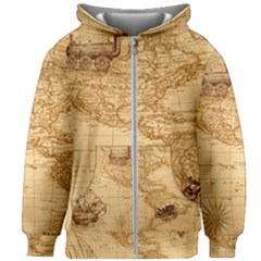 Map Discovery America Ship Train Kids  Zipper Hoodie Without Drawstring by Sudhe