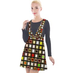 Squares Colorful Texture Modern Art Plunge Pinafore Velour Dress