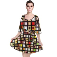 Squares Colorful Texture Modern Art Velour Kimono Dress