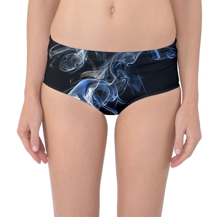 Smoke Flame Dynamic Wave Motion Mid-Waist Bikini Bottoms