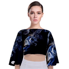 Smoke Flame Dynamic Wave Motion Tie Back Butterfly Sleeve Chiffon Top by Sudhe