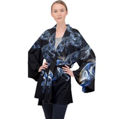 Smoke Flame Dynamic Wave Motion Velvet Kimono Robe