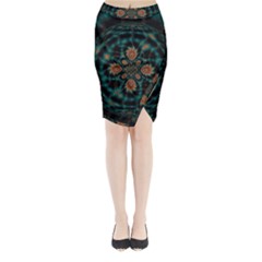 Abstract Digital Geometric Pattern Midi Wrap Pencil Skirt by Sudhe