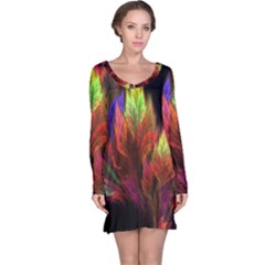 Abstract Digital Art Fractal Long Sleeve Nightdress by Sudhe