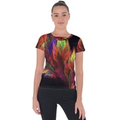 Abstract Digital Art Fractal Short Sleeve Sports Top  by Sudhe