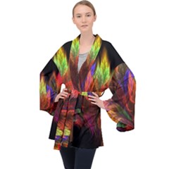 Abstract Digital Art Fractal Velvet Kimono Robe