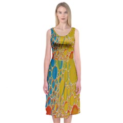 Bubbles Abstract Lights Yellow Midi Sleeveless Dress by Sudhe