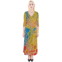 Bubbles Abstract Lights Yellow Quarter Sleeve Wrap Maxi Dress