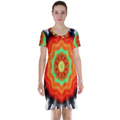 Abstract Kaleidoscope Colored Short Sleeve Nightdress by Sudhe