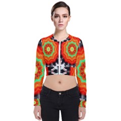 Abstract Kaleidoscope Colored Long Sleeve Zip Up Bomber Jacket by Sudhe