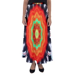 Abstract Kaleidoscope Colored Flared Maxi Skirt