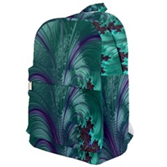 Fractal Turquoise Feather Swirl Classic Backpack by Sudhe