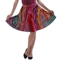 Color Rainbow Abstract Flow Merge A-line Skater Skirt by Sudhe