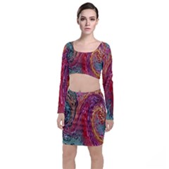 Color Rainbow Abstract Flow Merge Top And Skirt Sets by Sudhe