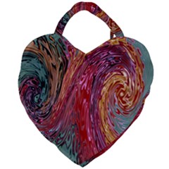 Color Rainbow Abstract Flow Merge Giant Heart Shaped Tote by Sudhe