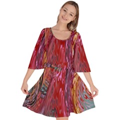 Color Rainbow Abstract Flow Merge Velour Kimono Dress